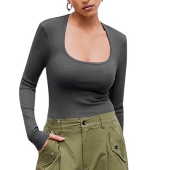 Cider Women's Small Grey Long Sleeve Scoop Neckline Jersey Bodysuit - Picture 2 of 10